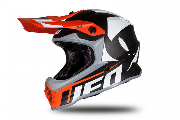 Casco motocross Ufo per giovani arancio fluo e nero