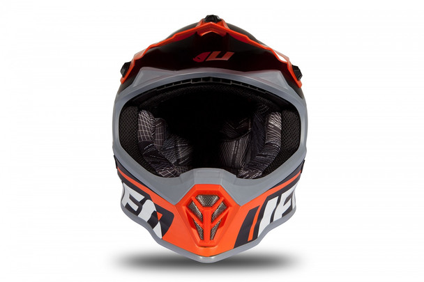 Casco motocross Ufo per giovani arancio fluo e nero