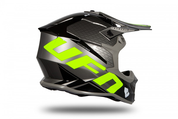 Casco motocross Ufo Intrepid Grigio e giallo fluo