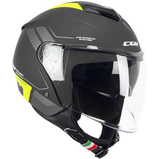 Casco Moto Jet CGM 126G IPER CITY Grafite Giallo fluo opaco