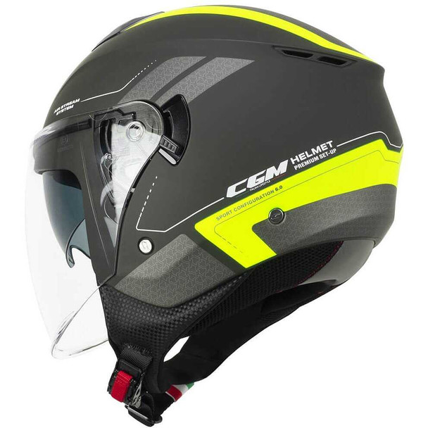 Casco Moto Jet CGM 126G IPER CITY Grafite Giallo fluo opaco