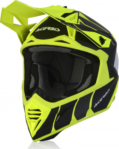 Casco cross Acerbis X-TRACK VTR in fibra Nero Giallo Fluo