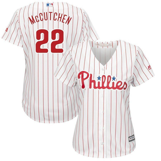Andrew Mccutchen Philadelphia Phillies Majestic Womens Cool Base Player Jersey Jersey White/Scarlet 2021