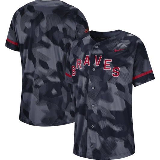 MenS Atlanta Braves Navy Camo Baseball Jersey Mlb Baseball Jersey1006
