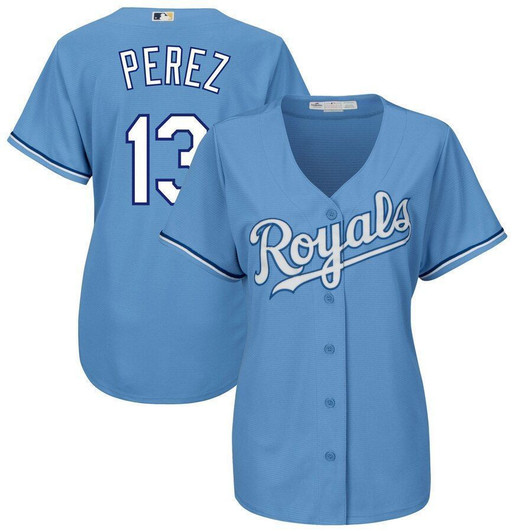 Salvador Perez Kansas City Royals Majestic Womens Alternate Cool Base Player Jersey Jersey Light Blue 2021