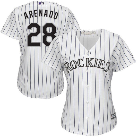 Nolan Arenado Colorado Rockies Majestic Womens Home Cool Base Player Replica Jersey White/Purple 2021