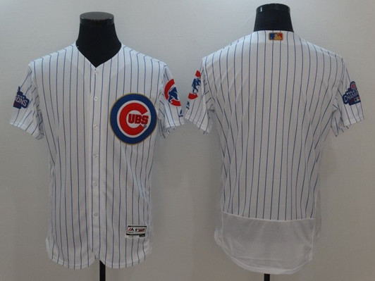 Chicago Cubs White Stripes 2016 Cubs Championship Gold Edition Personalized Jersey