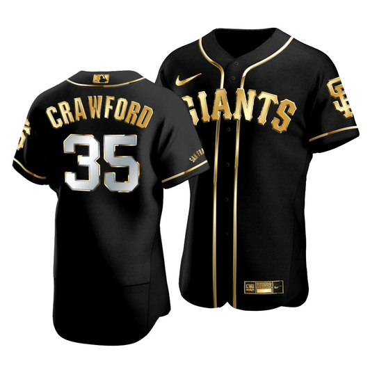 Men'S San Francisco Giants Brandon Crawford #35 Golden Edition Black  Jersey