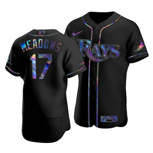 Tampa Bay Rays Austin Meadows #17 Iridescent Logo Holographic Limited Jersey Black