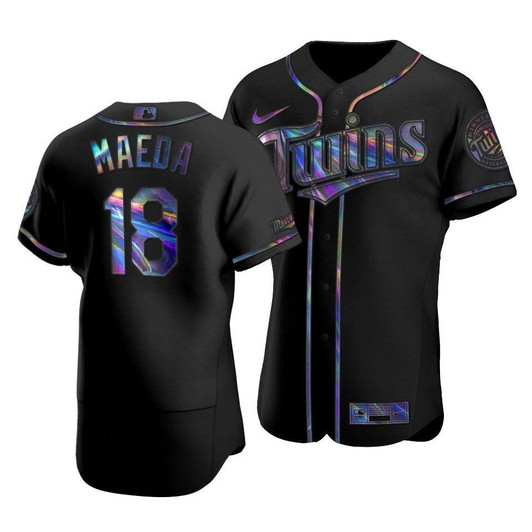 Men'S Minnesota Twins Kenta Maeda #18 Iridescent Logo Holographic Limited  Jersey Black