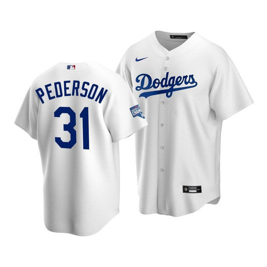 Los Angeles Dodgers Joc Pederson #31 2020 World Series Champions Home Replica Jersey White