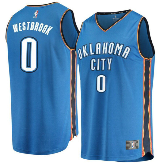 Russell Westbrook Oklahoma City Thunder Fanatics Branded Fast Break Replica Blue Icon Edition 3D Jersey