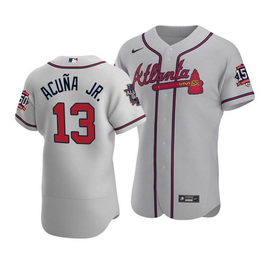Atlanta Braves Ronald Acuna Jr. #13 2021 Mlb All-Star Game Patch Road Jersey Gray