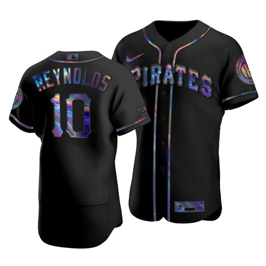 Men'S Pittsburgh Pirates Bryan Reynolds #10 Iridescent Logo Holographic Limited Jersey Black