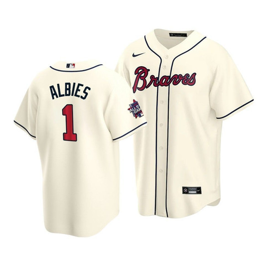 Atlanta Braves Ozzie Albies #1 2021 Mlb All-Star Game Patch Jersey Cream