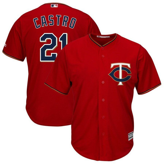 Jason Castro Minnesota Twins Majestic Alternate Cool Base Player Jersey Scarlet 2019