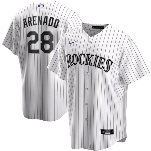 Colorado Rockies Nolan Arenado #28 2020 Mlb White Stripe Lines Jersey