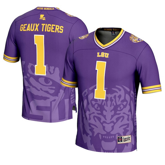 Youth GameDay Greats #1 Purple LSU Tigers Icon Print Football Fashion Jersey