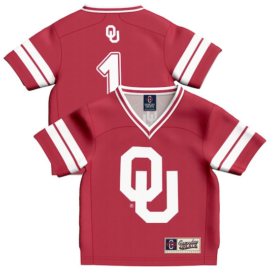 Infant GameDay Greats #1 Crimson Oklahoma Sooners Lightweight Collegiate Football Fashion Jersey