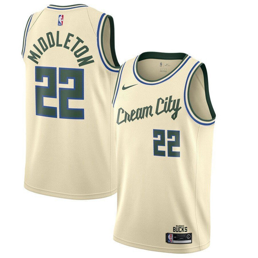Khris Middleton Milwaukee Bucks 2021-22 Finished Swingman Cream City Edition 3D Jersey