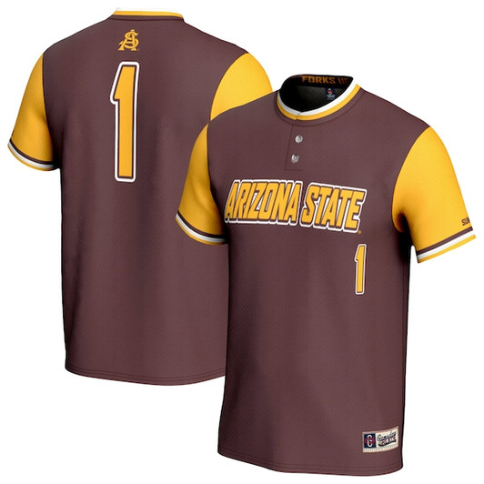 Youth GameDay Greats  Maroon #1 Arizona State Sun Devils Lightweight Collegiate Softball Fashion Jersey