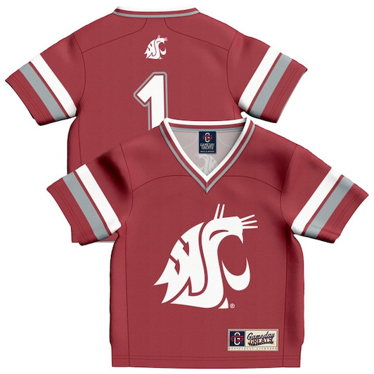 Toddler GameDay Greats #1 Crimson Washington State Cougars Lightweight Collegiate Football Fashion Jersey