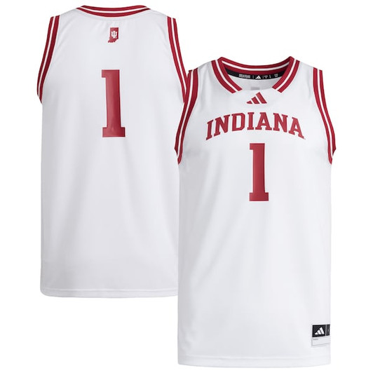 Men's adidas #1 White Indiana Hoosiers Replica Swingman Jersey