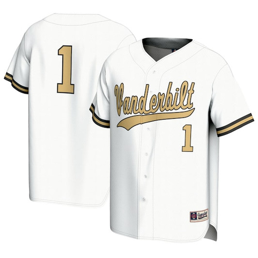 Youth GameDay Greats #1 White Vanderbilt Commodores Baseball Lightweight Fashion Jersey