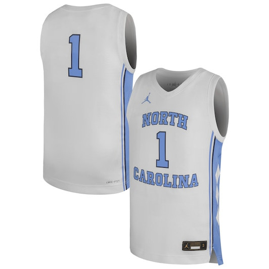Youth Jordan Brand #1 White North Carolina Tar Heels Replica Basketball Jersey
