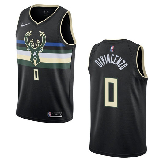 Milwaukee Bucks 0 Donte Divincenzo Statement Swingman Black 3D Jersey