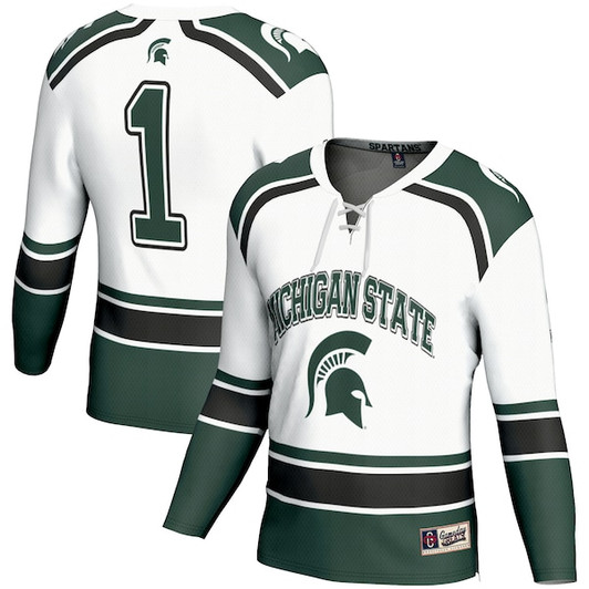 Men's GameDay Greats #1 White Michigan State Spartans Hockey Jersey