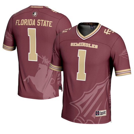Men's GameDay Greats #1 Garnet Florida State Seminoles Icon Print Football Fashion Jersey