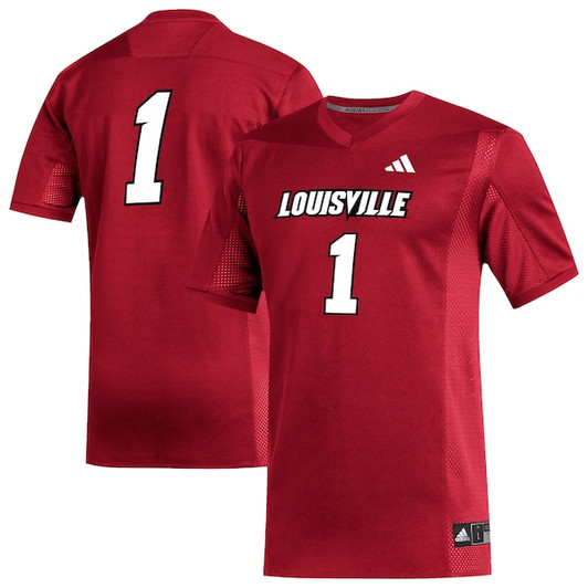 Men's adidas #1 Red Louisville Cardinals Replica Football Jersey