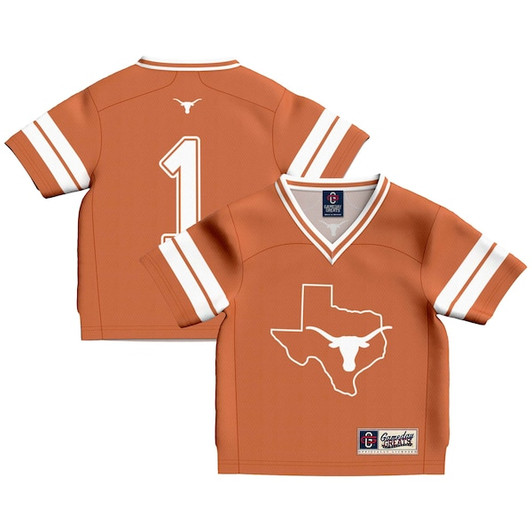 Toddler GameDay Greats #1 Texas Orange Texas Longhorns Lightweight Collegiate Football Fashion Jersey