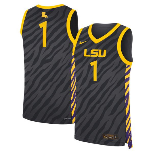 Unisex Nike #1 Anthracite LSU Tigers  Replica Basketball Jersey