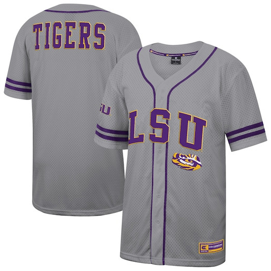 Men's Colosseum Gray LSU Tigers Free Spirited Baseball Jersey