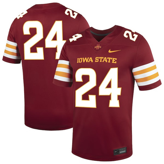 Men's Nike #24 Cardinal Iowa State Cyclones  Game Football Jersey