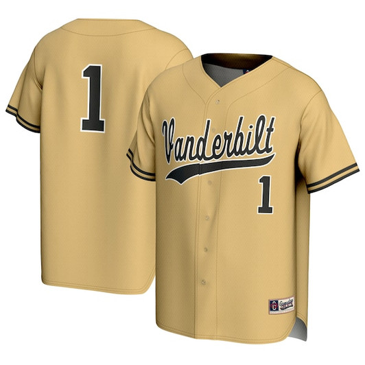Youth GameDay Greats #1 Gold Vanderbilt Commodores Baseball Lightweight Fashion Jersey