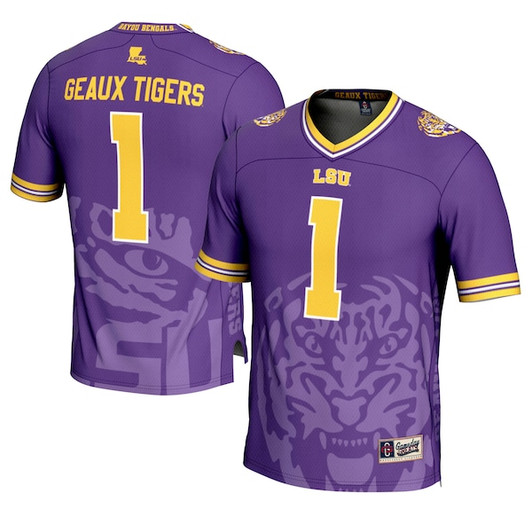 Men's GameDay Greats #1 Purple LSU Tigers Icon Print Football Fashion Jersey