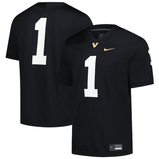 Men's Nike #1 Black Vanderbilt Commodores  Game Football Jersey