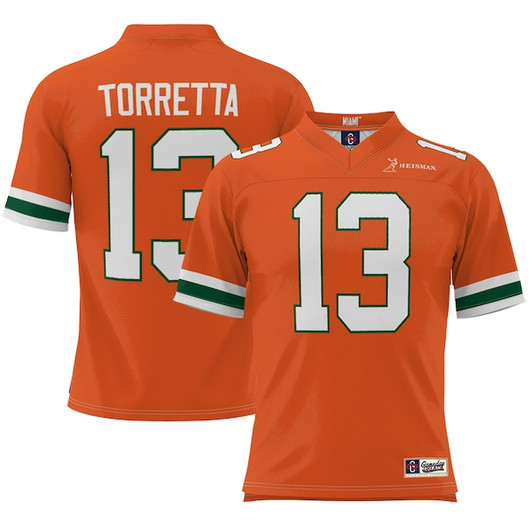 Youth Gino Torretta Orange Miami Hurricanes Heisman Football Jersey