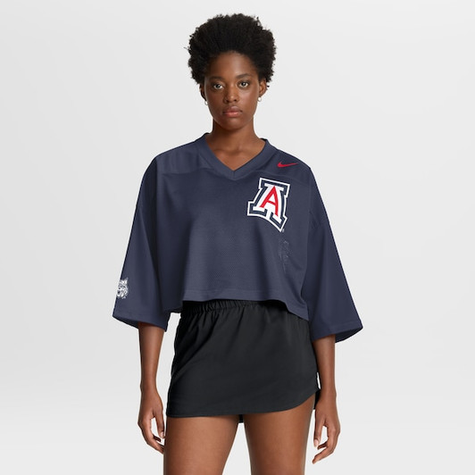 Women's Nike Navy Arizona Wildcats Cropped Mesh Dri-FIT Fashion Jersey
