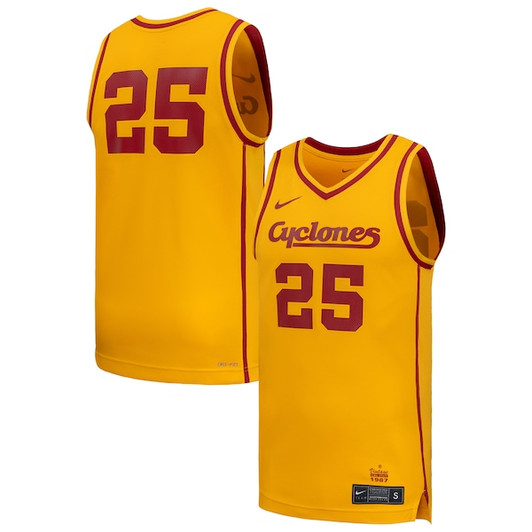Men's Nike #25 Gold Iowa State Cyclones Replica Basketball Jersey