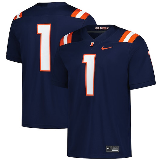 Men's Nike #1 Navy Illinois Fighting Illini  Game Football Jersey
