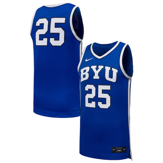 Men's Nike #25 Royal BYU Cougars Replica Basketball Jersey