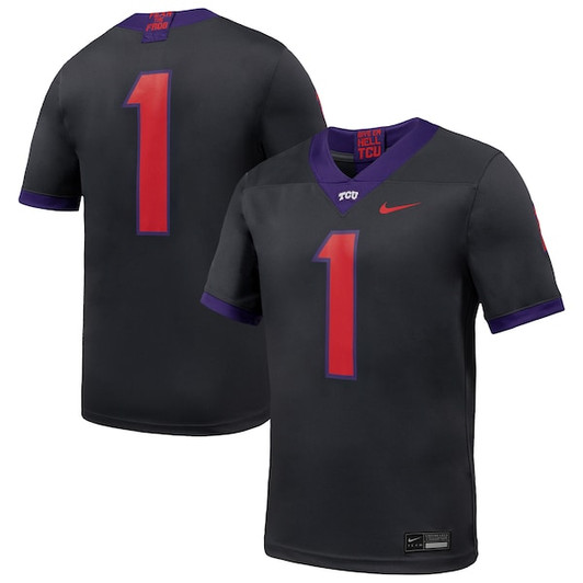 Men's Nike #1 Anthracite TCU Horned Frogs Alternate Game Football Jersey