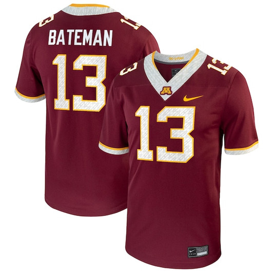 Men's Nike Rashod Bateman Maroon Minnesota Golden Gophers Player Game Jersey