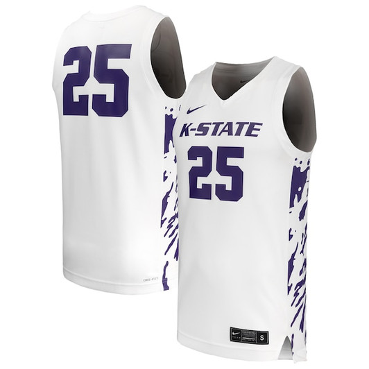 Men's Nike #25 White Kansas State Wildcats Replica Basketball Jersey
