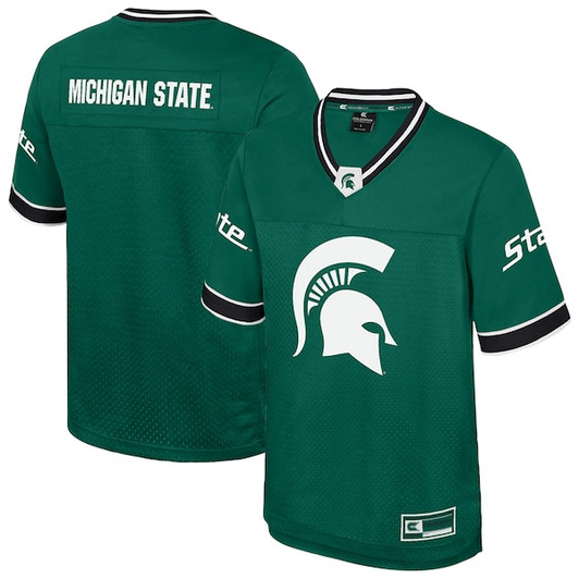Men's Colosseum  Green Michigan State Spartans Nothing But The Hits Football Jersey