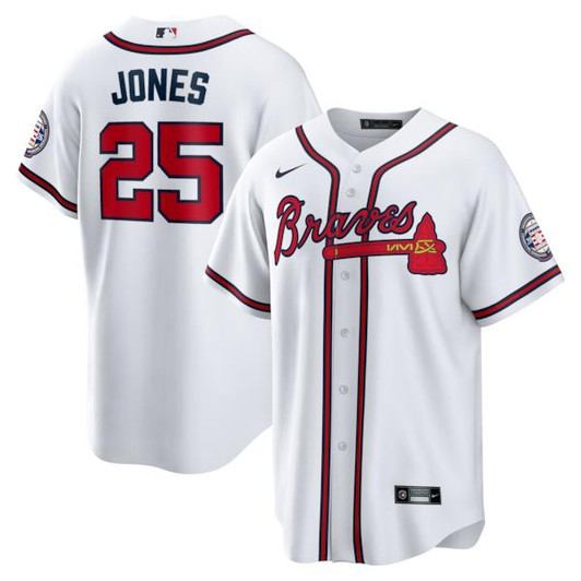 Men's Atlanta Braves Andruw Jones Nike White Home Replica 2026 Hall of Fame Patch Jersey